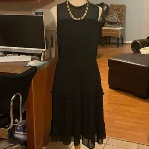 Monteau Black High Neck Sleeveless Lined Dress Size L, Preowned